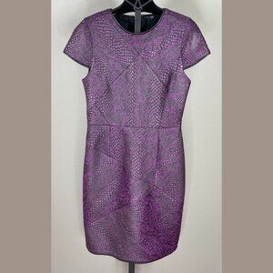 Tibi Dress Womens 8 black purple snake print pencil designer cocktail animal